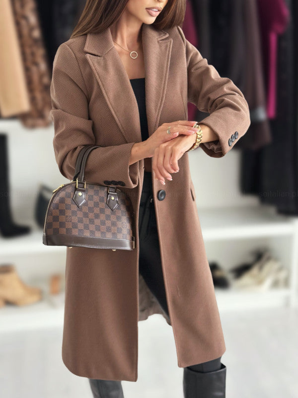 Single-Breasted Long Coat in brown