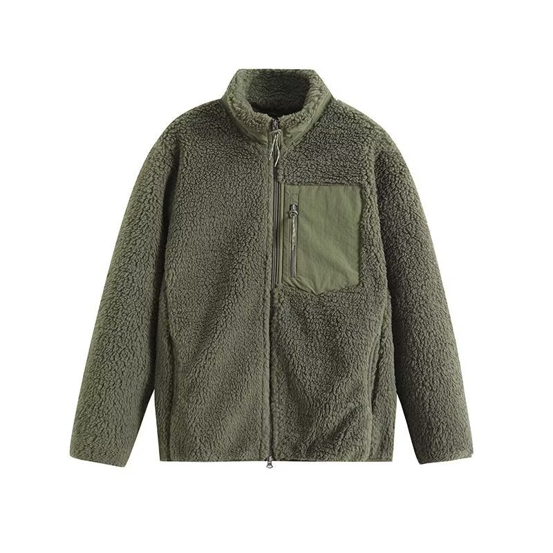 Sherpa Fleece Zip Jacket in army green