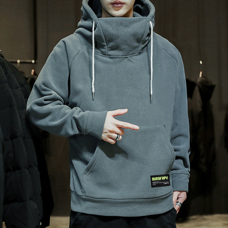 Fleece Lined Pullover Hoodie in grey