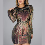 Patterned Sequin Long Sleeve Mini Dress, photo 3