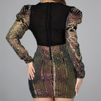 Patterned Sequin Long Sleeve Mini Dress, photo 5