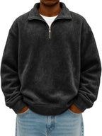 Half Zip Stand Collar Sweatshirt in black