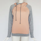 Diagonal Zip Cowl Neck Hoodie in grey/pink
