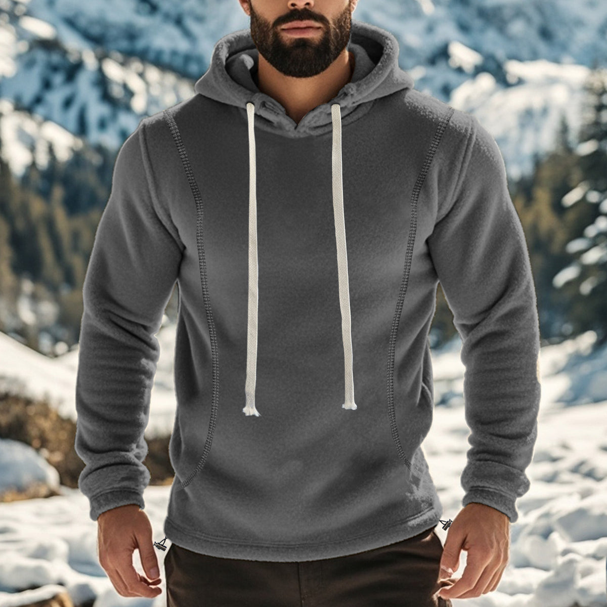 Fleece Pullover Hoodie in dark grey