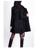 Double-Breasted Fit and Flare Coat in black