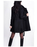 Double-Breasted Fit and Flare Coat in black