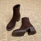 Heeled Ankle Boots with Back Zip in brown