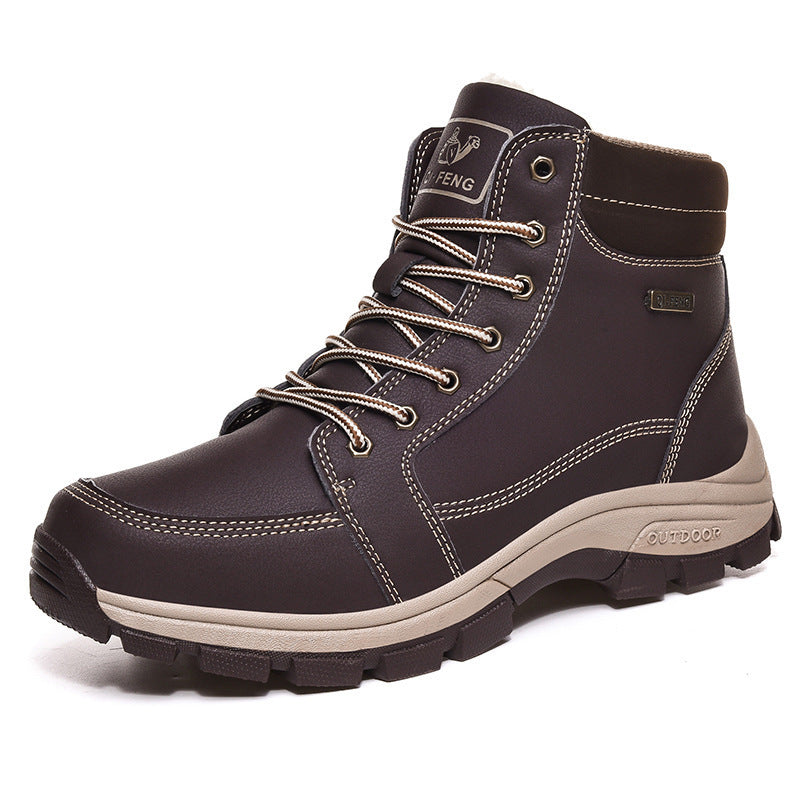 Warm Lined Lace-Up Winter Boots in brown