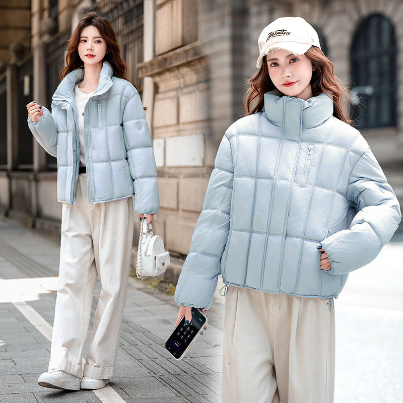 Cropped Quilted Cloud Puffer Jacket in blue