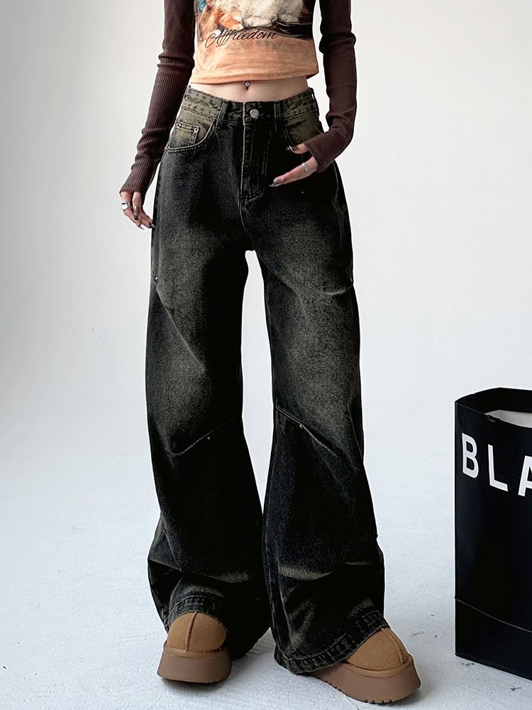Washed Black Baggy Wide Leg Jeans, photo 1