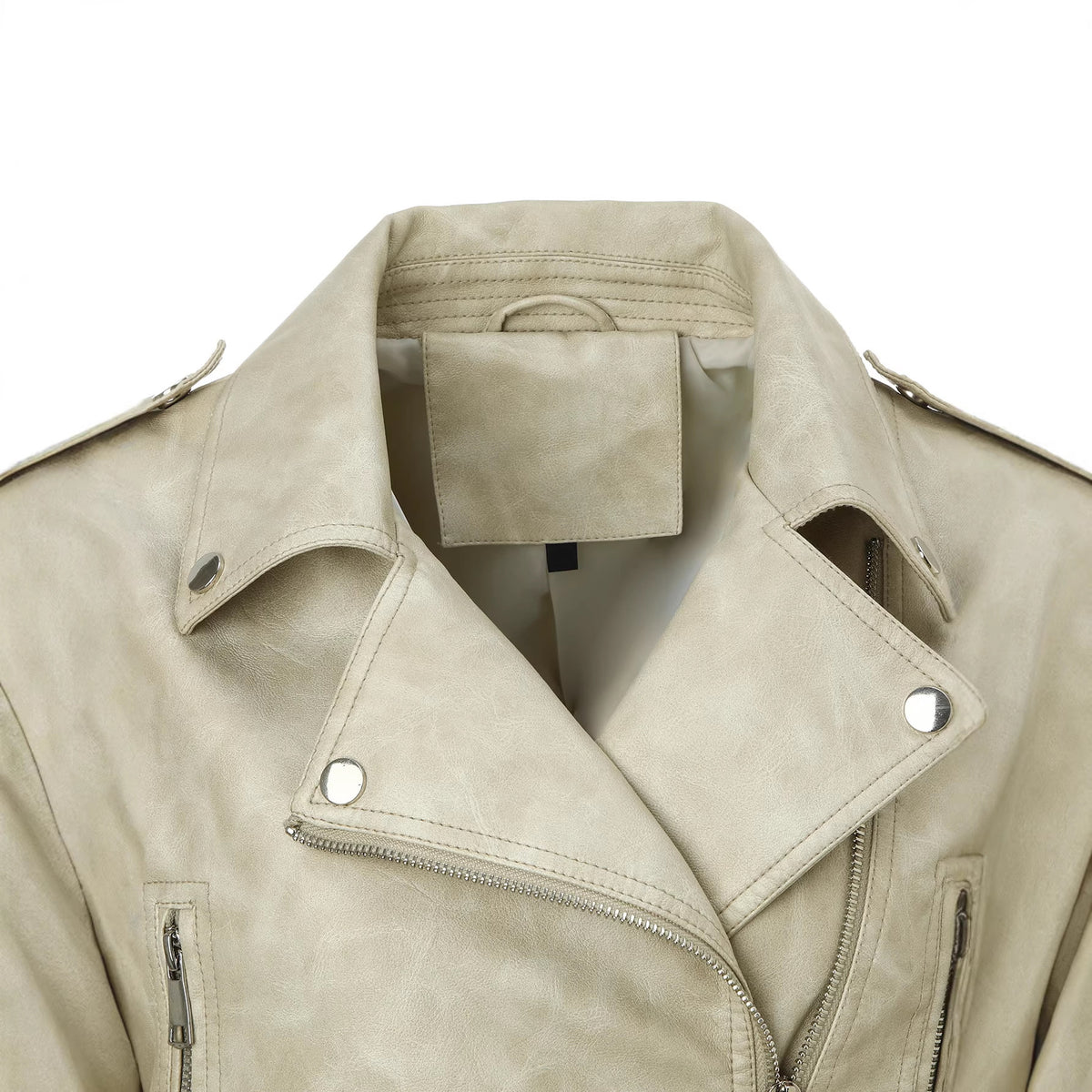 Belted Faux Leather Biker Jacket, photo 7