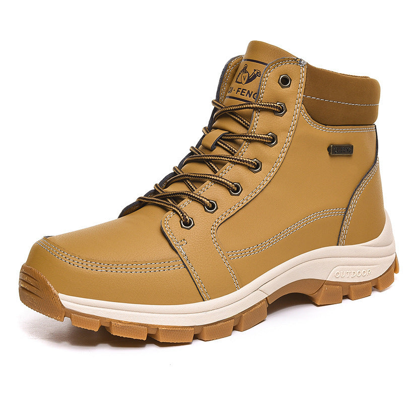 Warm Lined Lace-Up Winter Boots in tan