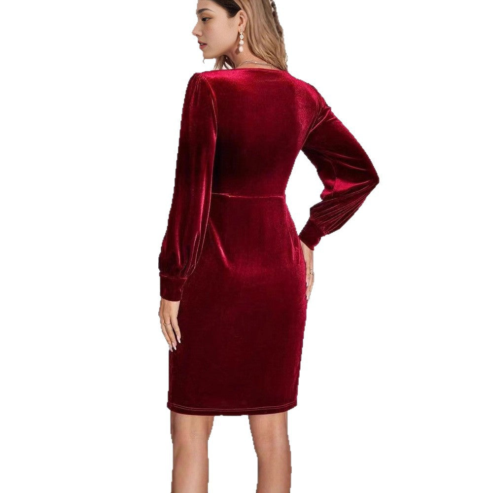 Velvet Sweetheart Neck Midi Dress, photo 2