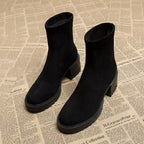 Heeled Ankle Boots with Back Zip in black