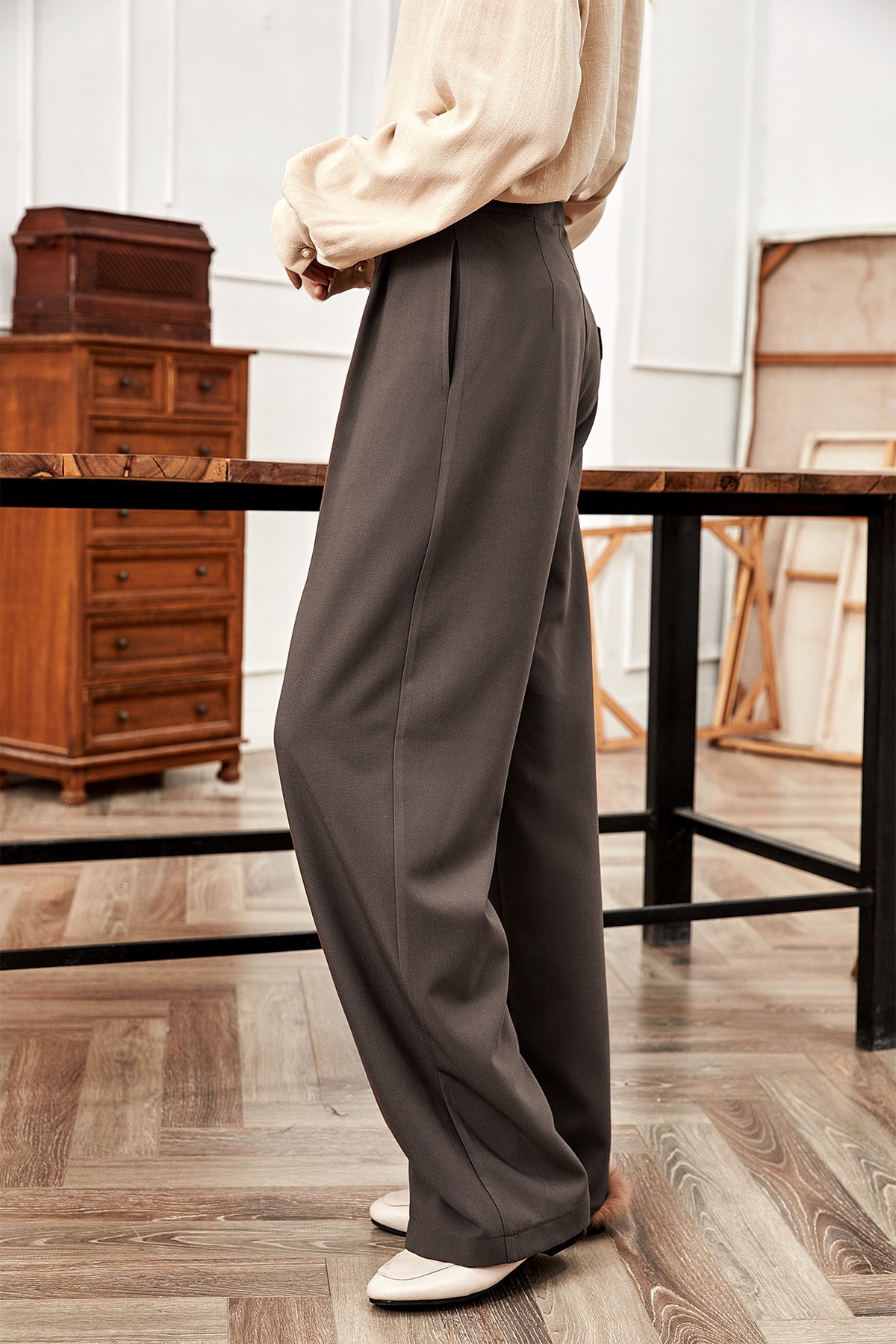 Pleated High Waist Wide Leg Trousers, photo 6