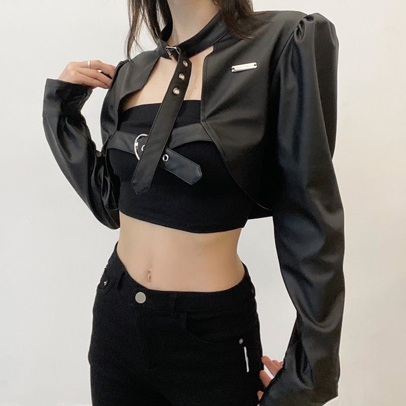 Cropped Faux Leather Biker Jacket, photo 5