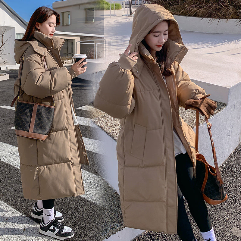 Oversized Longline Puffer Coat in khaki