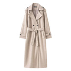 Double-Breasted Maxi Coat in beige