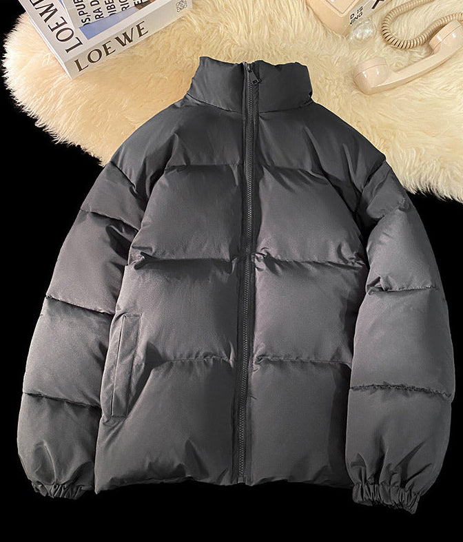 Stand Collar Puffer Jacket in dark grey