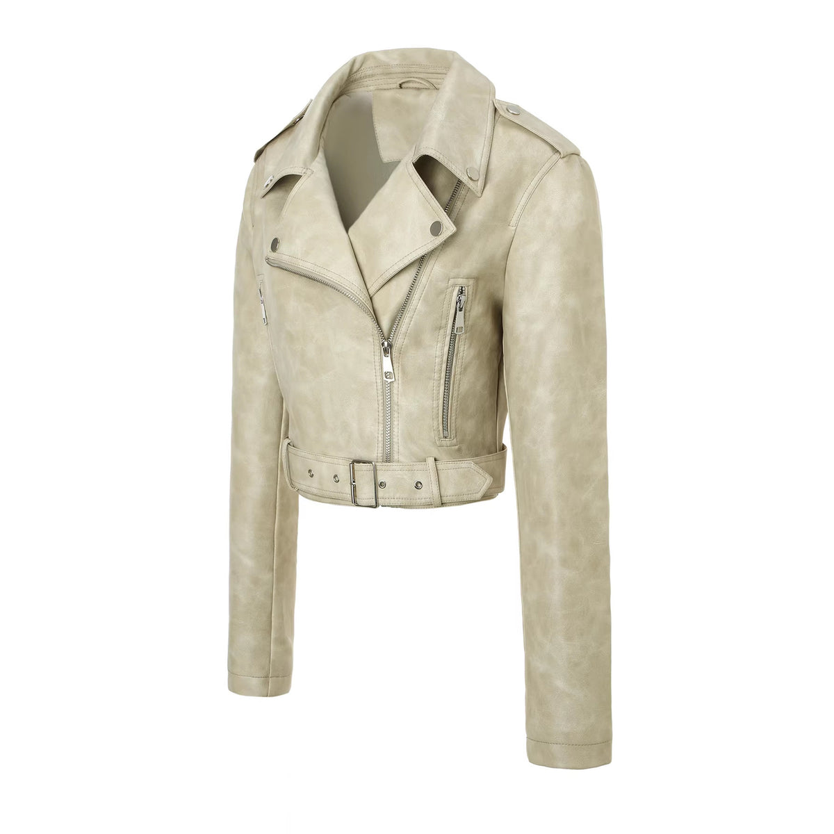 Belted Faux Leather Biker Jacket, photo 5