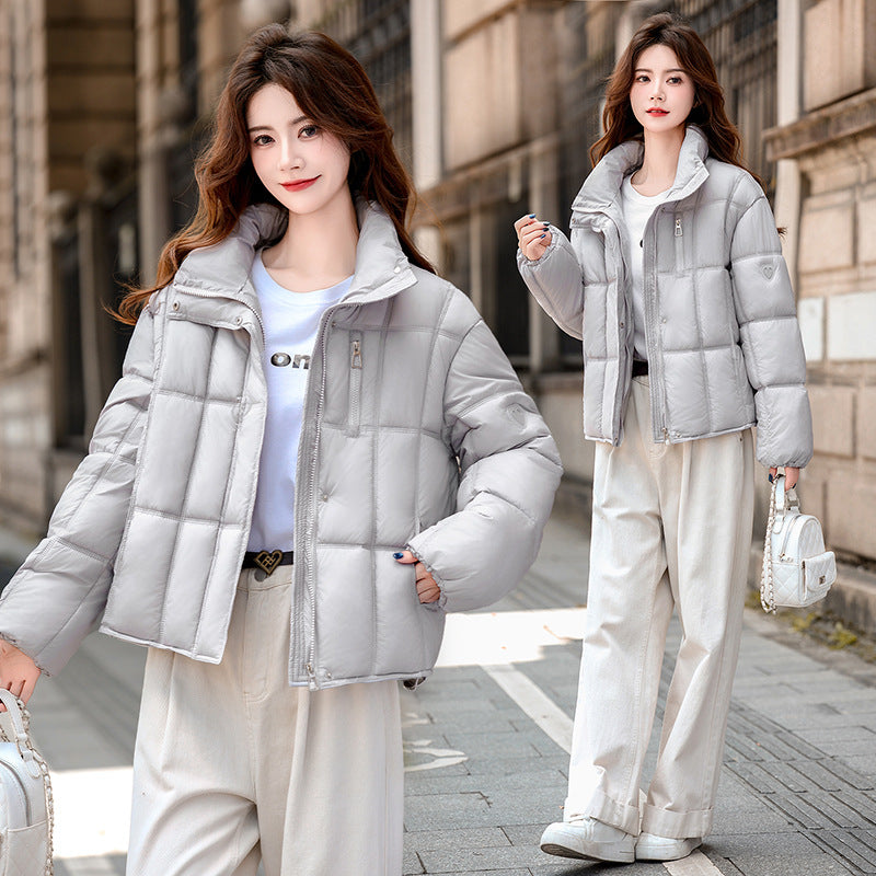 Cropped Quilted Cloud Puffer Jacket in grey