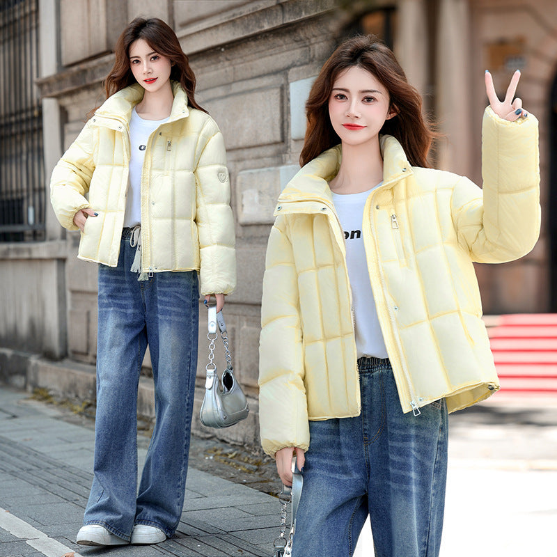 Cropped Quilted Cloud Puffer Jacket in yellow