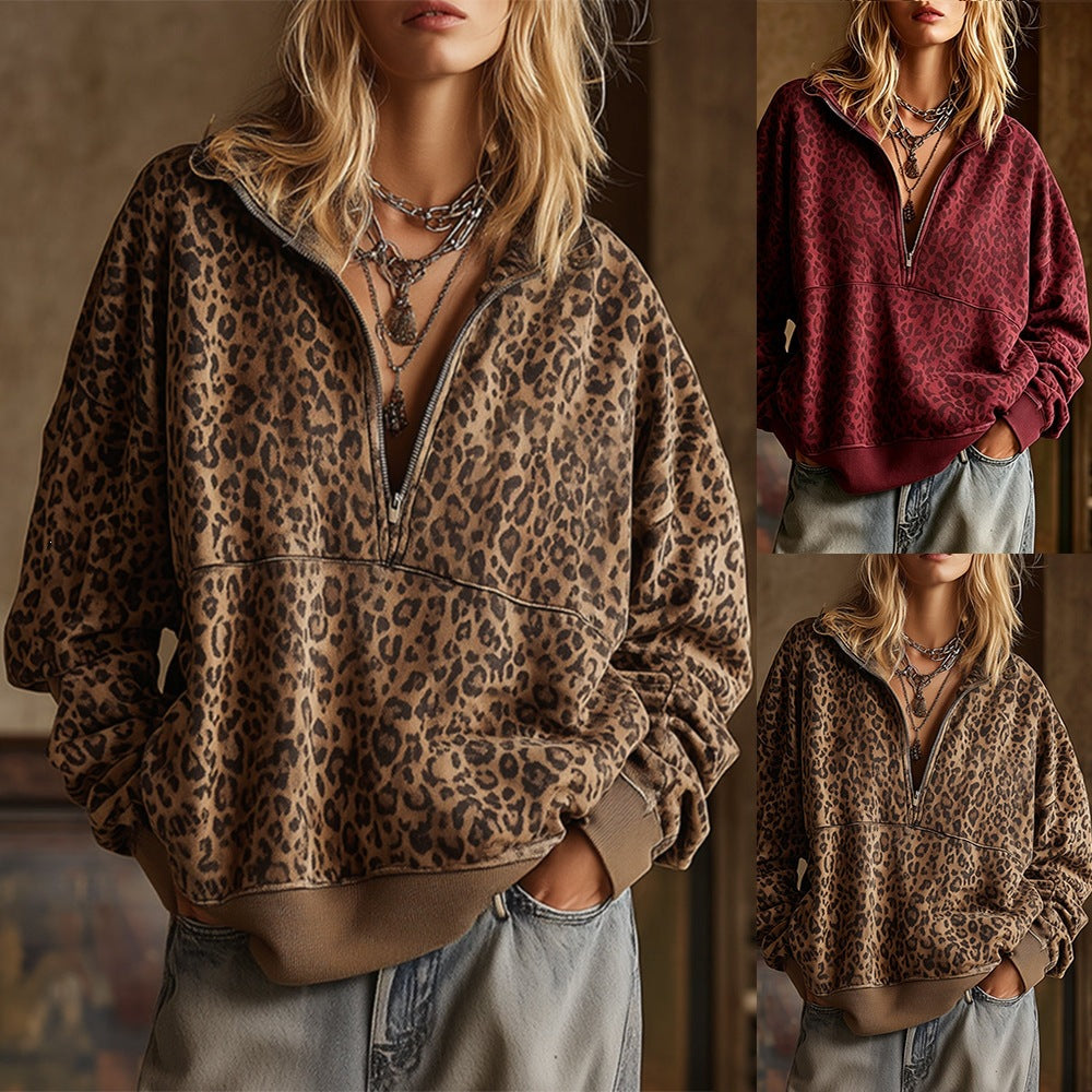 Leopard Print Half Zip Sweatshirt, photo 8