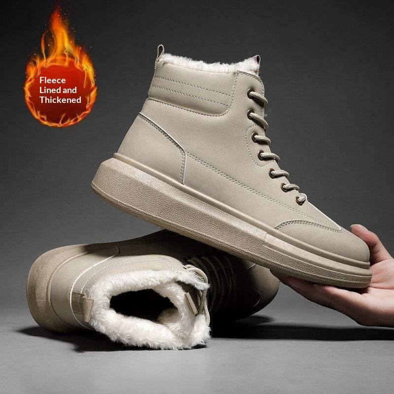 Fur Lined Suede Snow Boots in khaki
