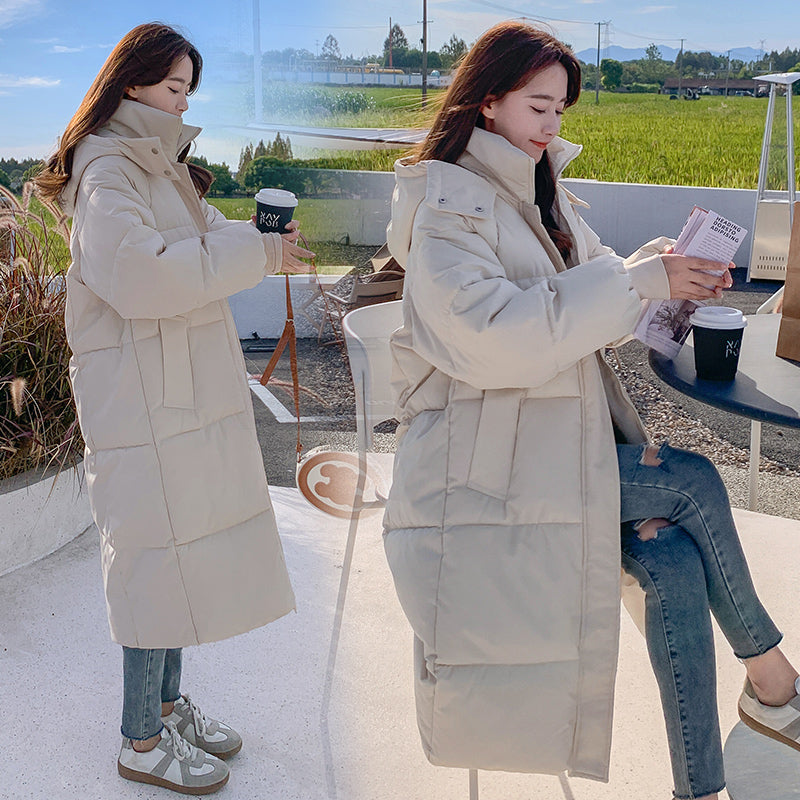 Oversized Longline Puffer Coat in beige