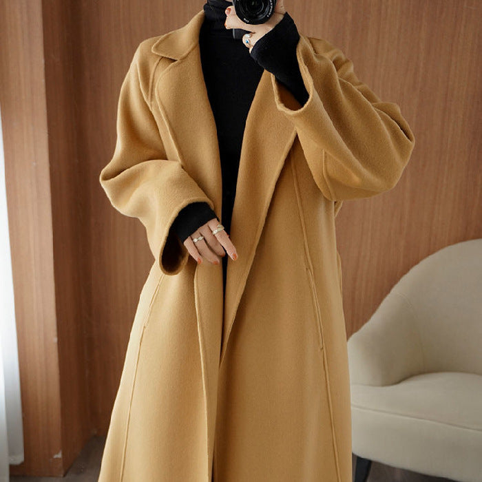 Long Straight Coat in camel