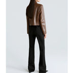 Cropped Lapel Faux Leather Jacket, photo 2