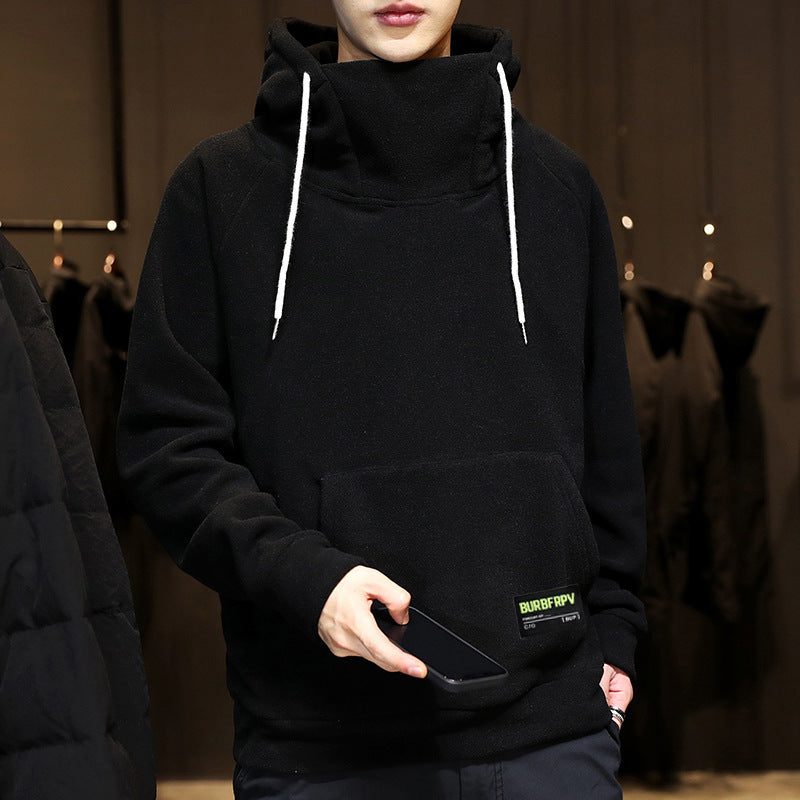 Fleece Lined Pullover Hoodie in black