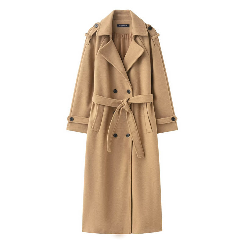 Double-Breasted Maxi Coat in khaki