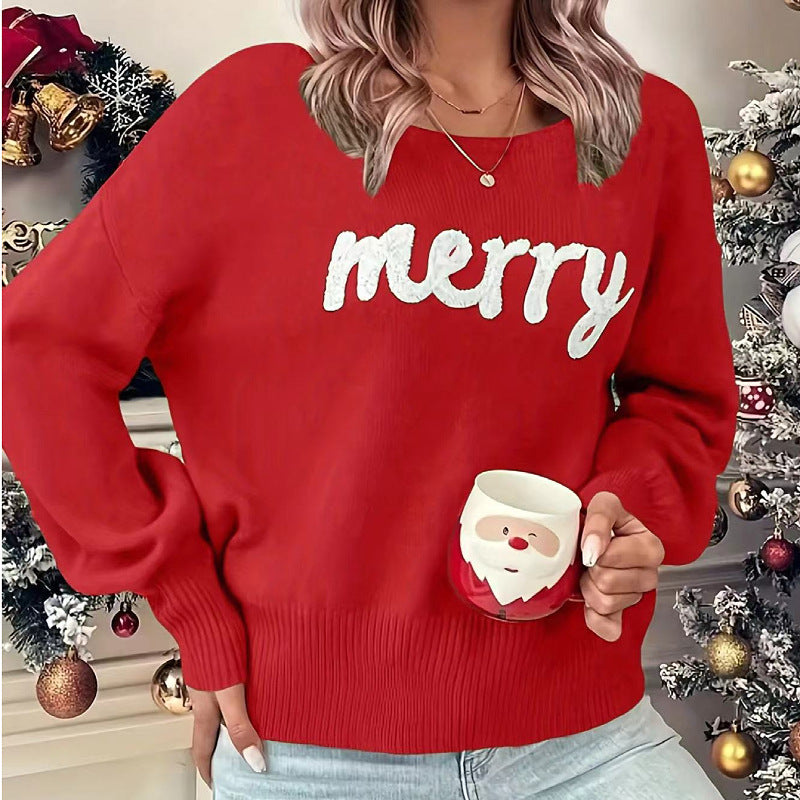 Merry Knit Crew Neck Jumper in red