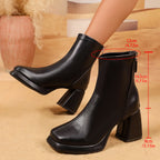 Square Toe Chunky Heel Ankle Boots, photo 7