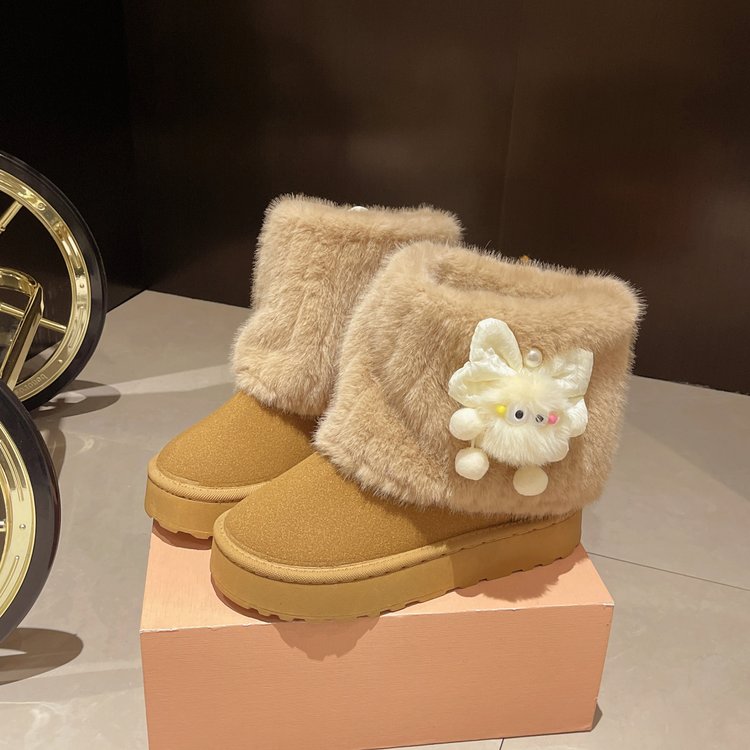 Platform Suede Snow Boots with Fur Cuff, photo 4
