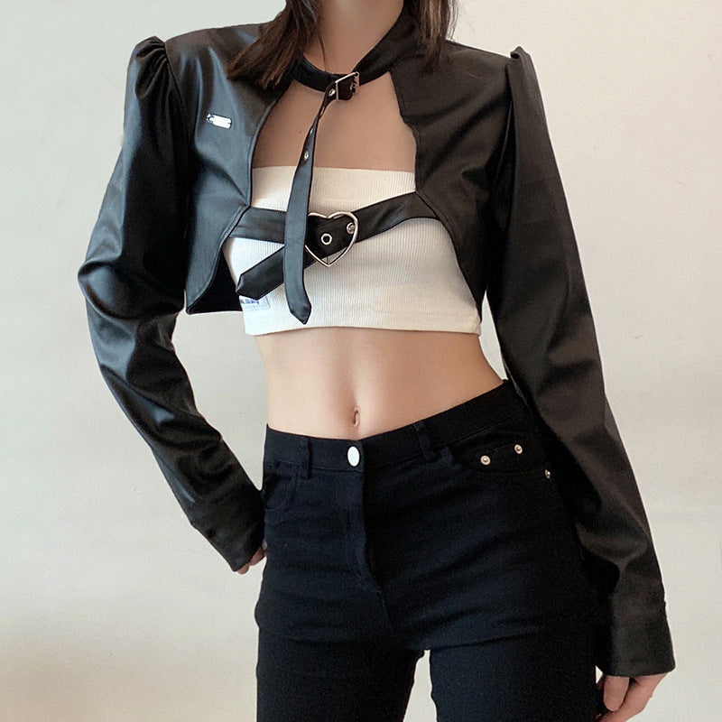 Cropped Faux Leather Biker Jacket, photo 6