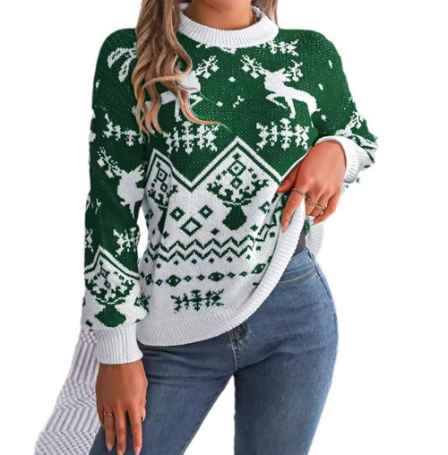 Christmas Reindeer Knit Jumper in green