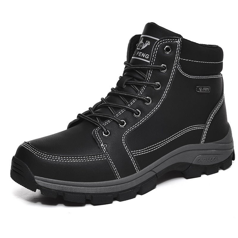 Warm Lined Lace-Up Winter Boots in black