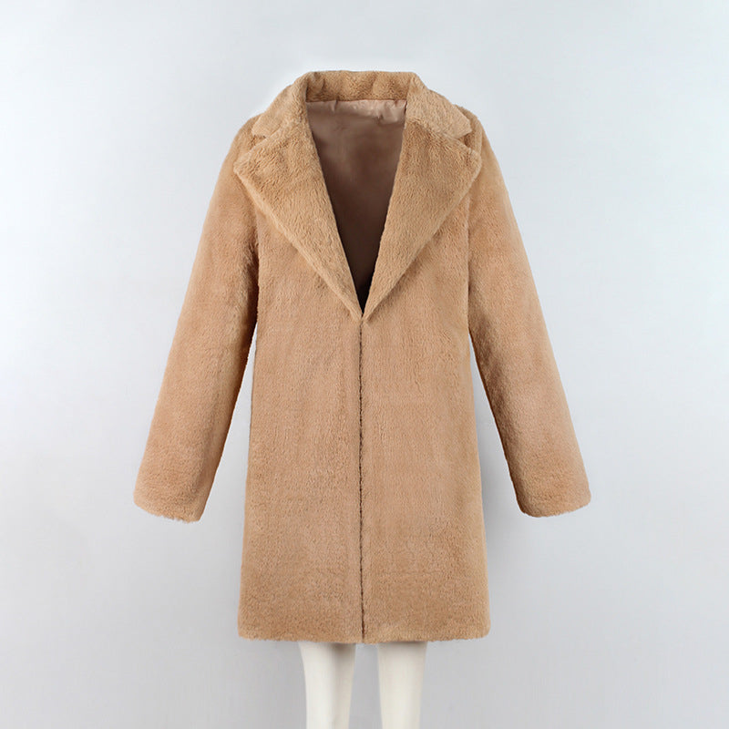 Faux Fur Coat in khaki