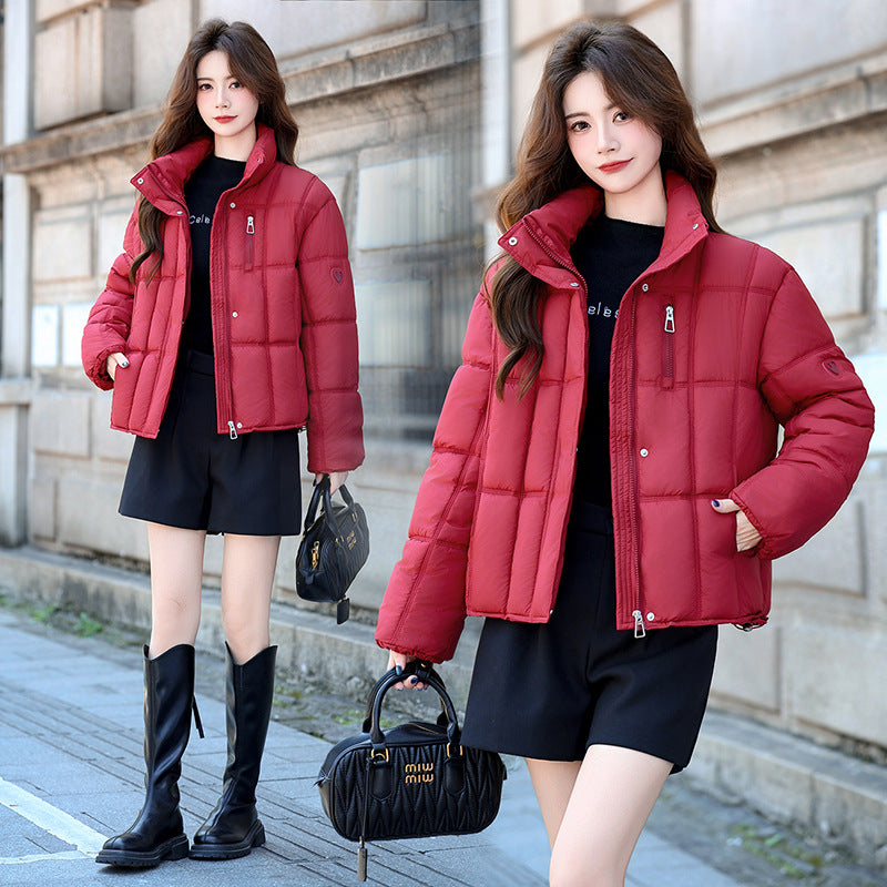 Cropped Quilted Cloud Puffer Jacket in red