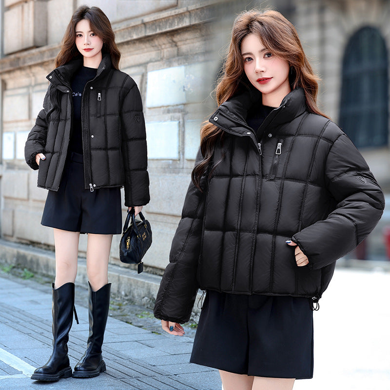 Cropped Quilted Cloud Puffer Jacket in black