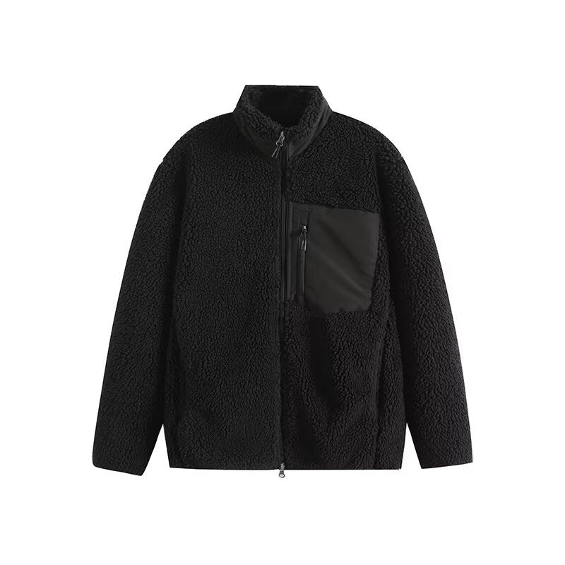 Sherpa Fleece Zip Jacket in black