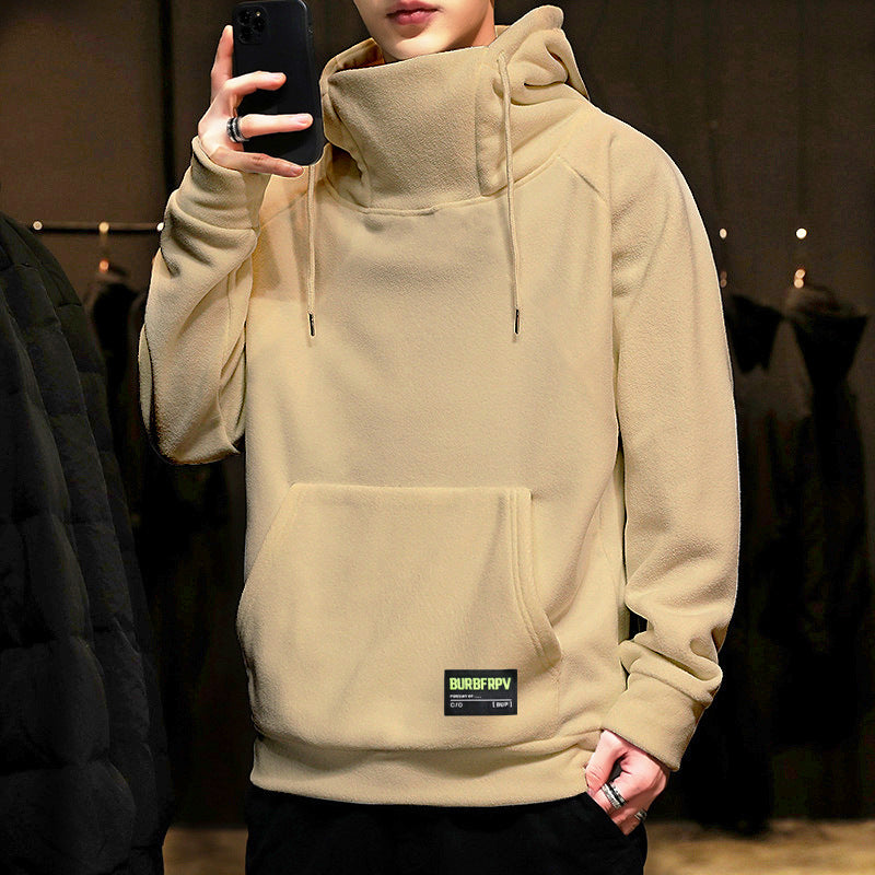 Fleece Lined Pullover Hoodie in khaki
