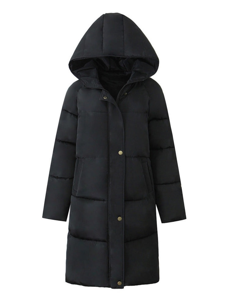 Hooded Longline Puffer Jacket in black