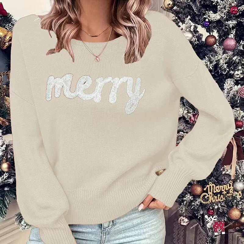 Merry Knit Crew Neck Jumper in apricot