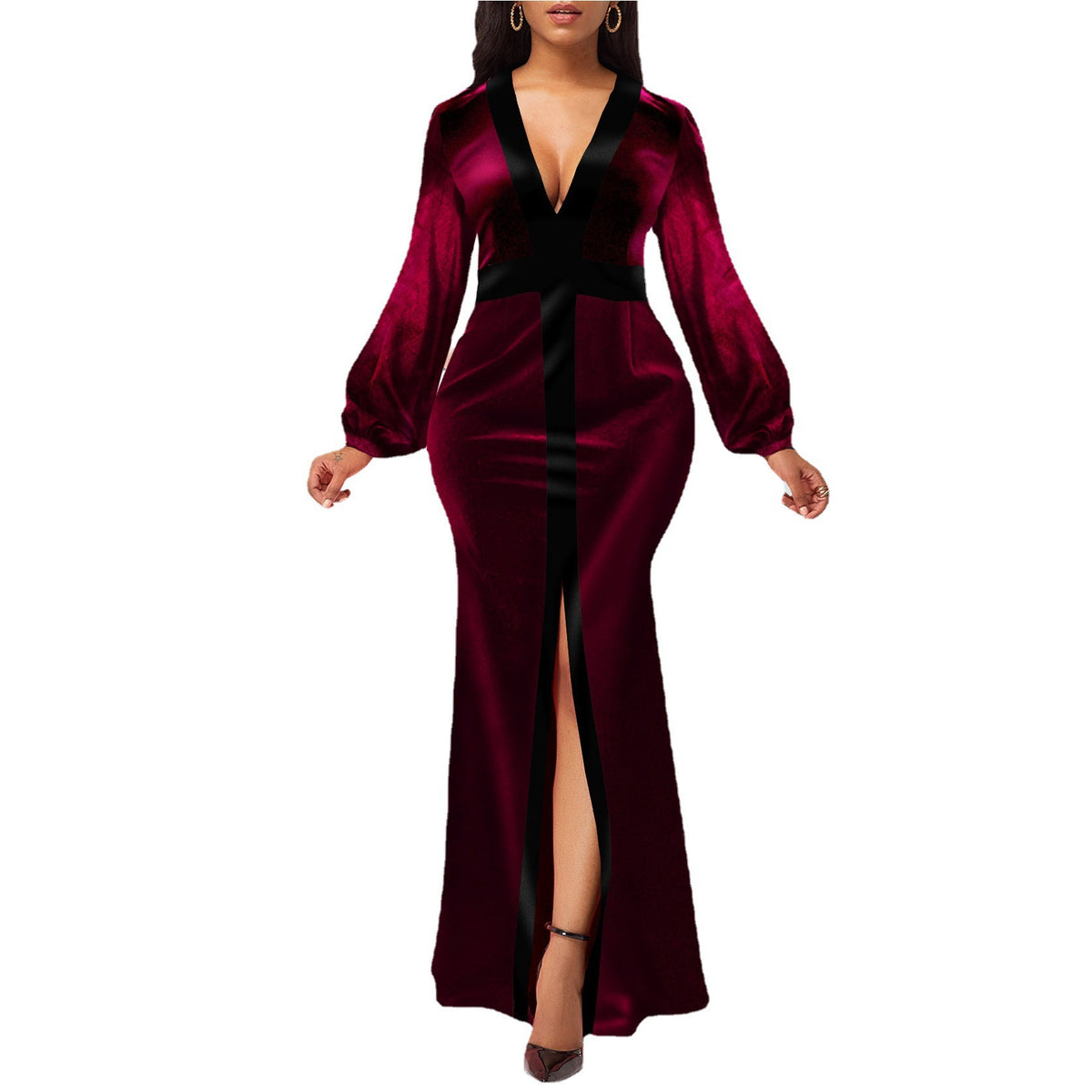 Velvet Puff Sleeve Maxi Dress, photo 3