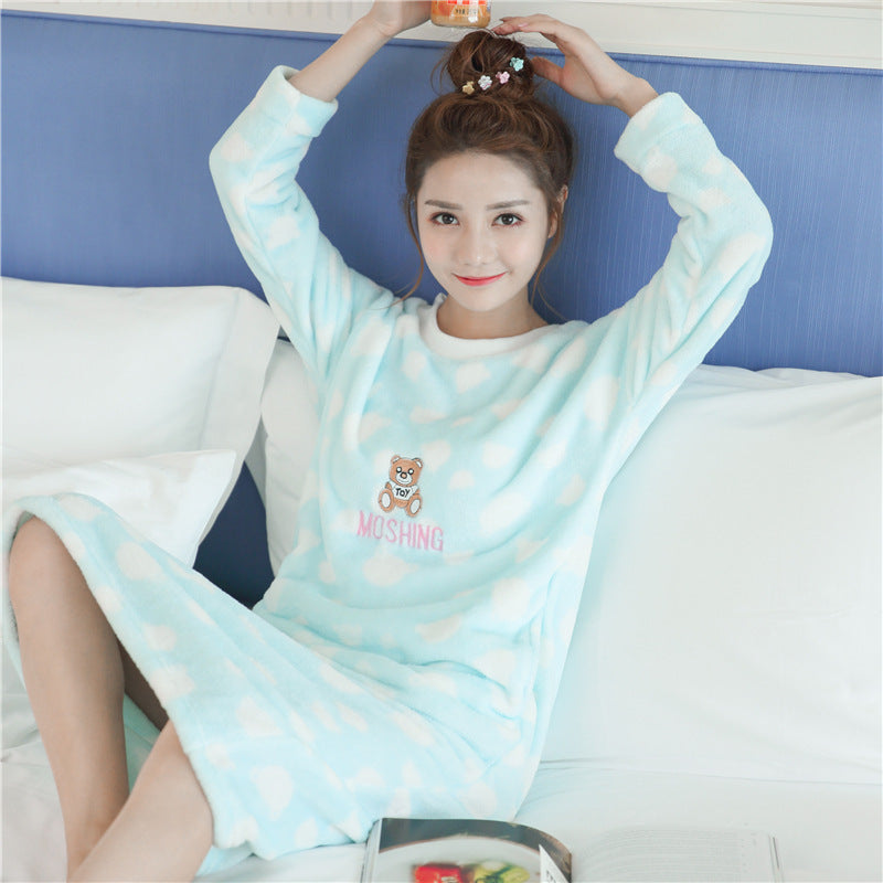 Flannel Nightdress in light blue