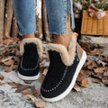 Fur Lined Suede Ankle Snow Boots in black