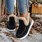 Fur Lined Suede Ankle Snow Boots in black